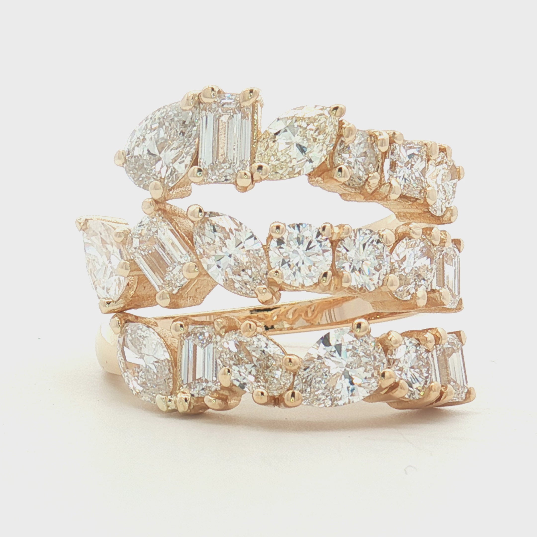 14k White Gold Mixed Cut Diamond Ring