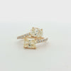 Fancy Yellow Diamond Toi et Moi Ring in 14K Yellow Gold | 2-Stone Engagement | Pave Accent Diamonds | 3.80ct Designer Statement