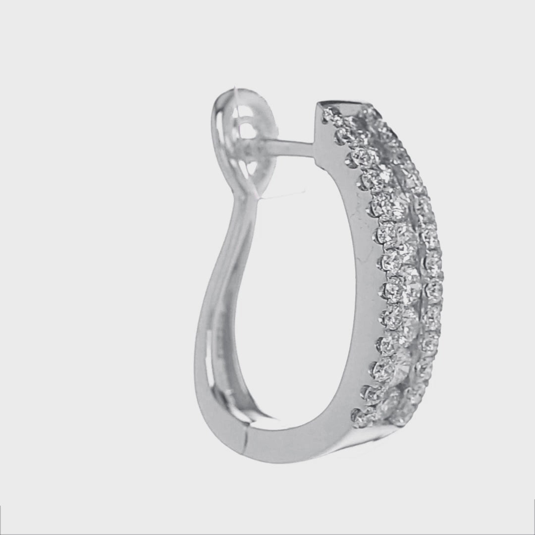 14K Rose Gold Double-Row Pave Diamond Hoop Earrings (3.50 ct)