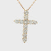 14K Yellow Gold Diamond Cross Pendant Necklace – 3.09ct Natural Round Diamonds, 3.24g | Fine Religious Jewelry