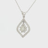 14K White Gold Diamond Pendant Necklace – 2.00 CTW Pavé Halo Floral Design