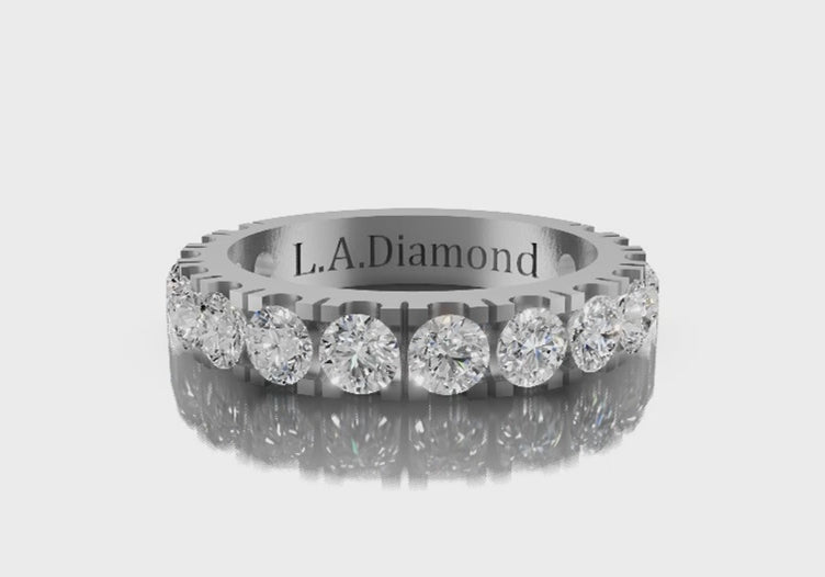 2.5ct Round Cut Diamond Half Eternity Wedding Band - Set in 14k Gold