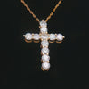 14K Yellow Gold Diamond Cross Pendant Necklace – 3.09ct Natural Round Diamonds, 3.24g | Fine Religious Jewelry