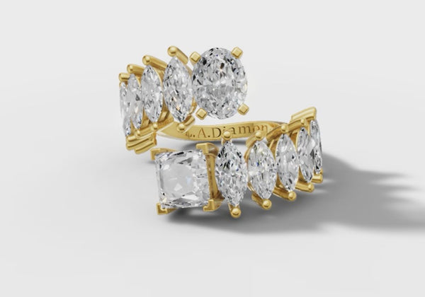 14K Yellow Gold Marquise Diamond Bypass Eternity Ring (4.5 ct)