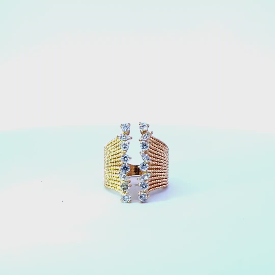 18K Yellow Gold Marquise & Round Diamond Ring (0.75 ct)