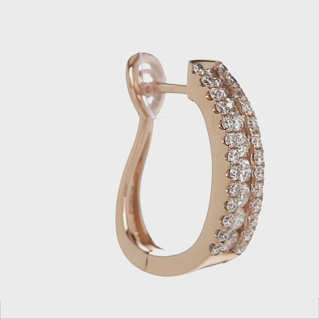 14K Rose Gold Double-Row Pave Diamond Hoop Earrings (3.50 ct)