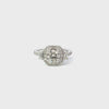 14k White Gold Art Deco Inspired Vintage Engagement Diamond Ring- 1.98 CTW
