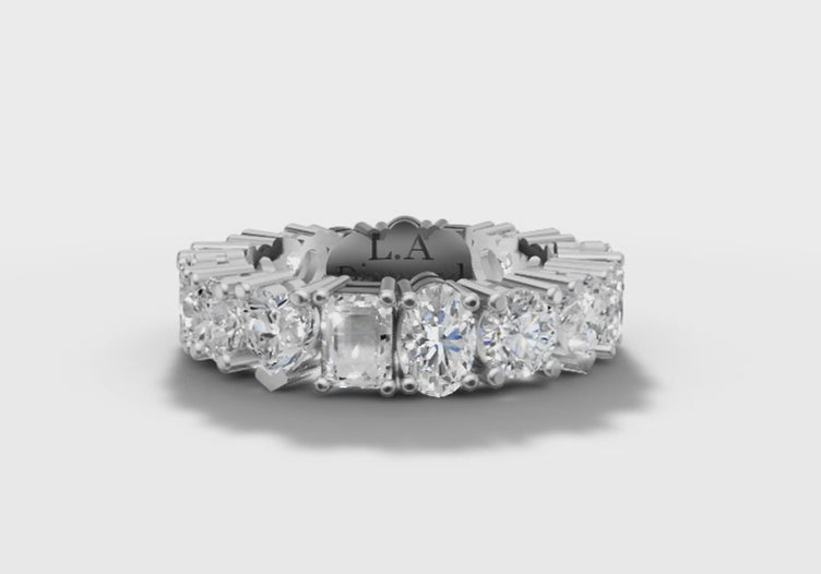 5ct Mixed Shaped Diamond Eterinity Wedding Band - Set in 14k Gold
