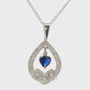14K White Gold Sapphire Heart Diamond Pendant Necklace – Blue Sapphire & Diamonds