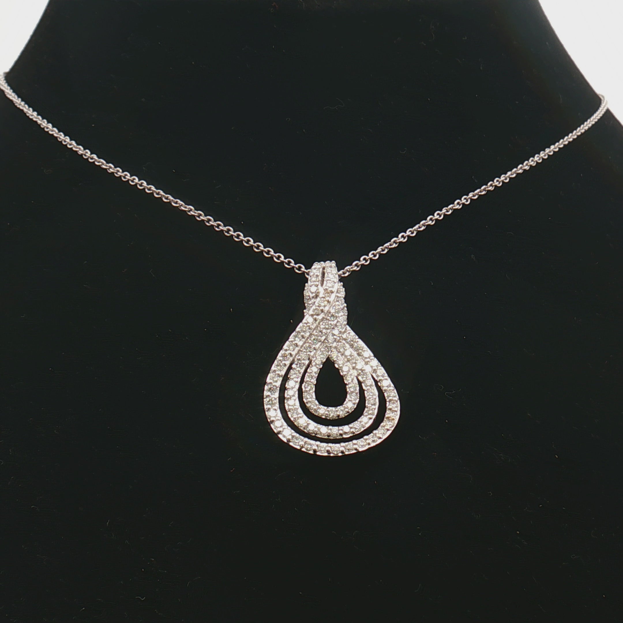 14K White Gold Diamond Teardrop Pendant Necklace – 1.50ctw of Diamonds
