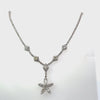 18K White Gold Diamond Tennis Necklace with Flower Pendant (6.60 ct)