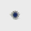 14K White Gold Oval Blue Sapphire & Diamond Ring (2.00 ct + 4.51 ct)