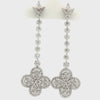 14K White Gold Diamond Long Drop Earrings | 2.95 CT Diamond Floral Dangle Design