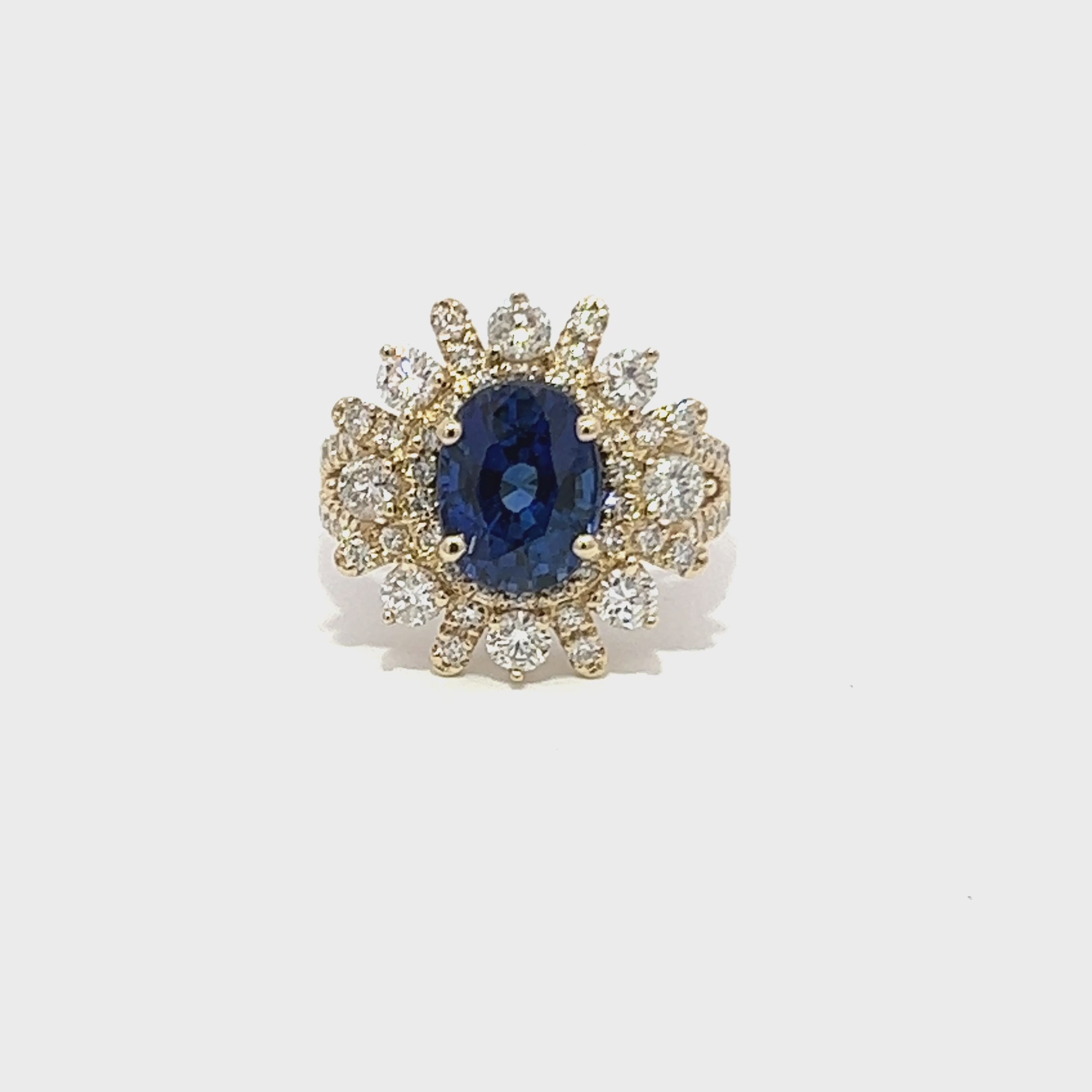 14k Yellow Gold Diamond Emerald Stone Round Cut Ring 3.62c