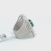 14K White Gold Emerald-Cut Gemstone & Diamond Ring