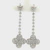 14K White Gold Diamond Long Drop Earrings | 2.95 CT Diamond Floral Dangle Design