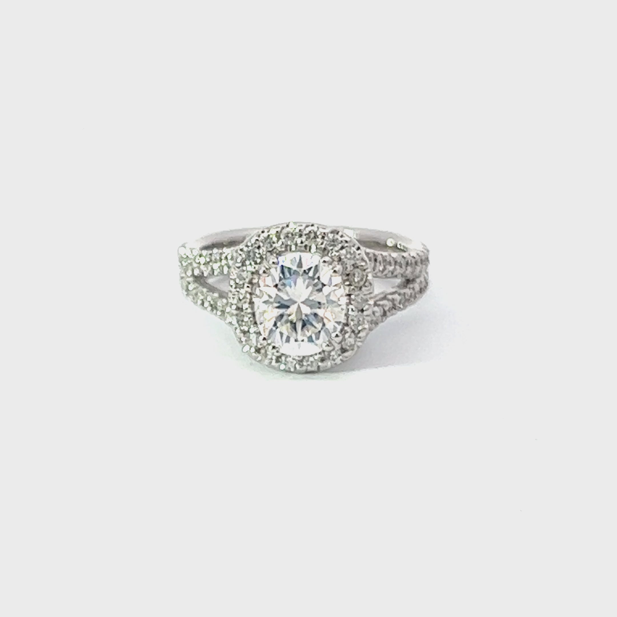 14K White Gold Round Diamond Semi-Mount Halo Engagement Ring (0.75 ct)