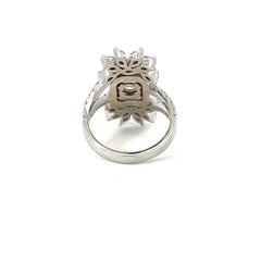 14k White Gold Diamond With Halo Round And Marquise Cut Ring 1.03c