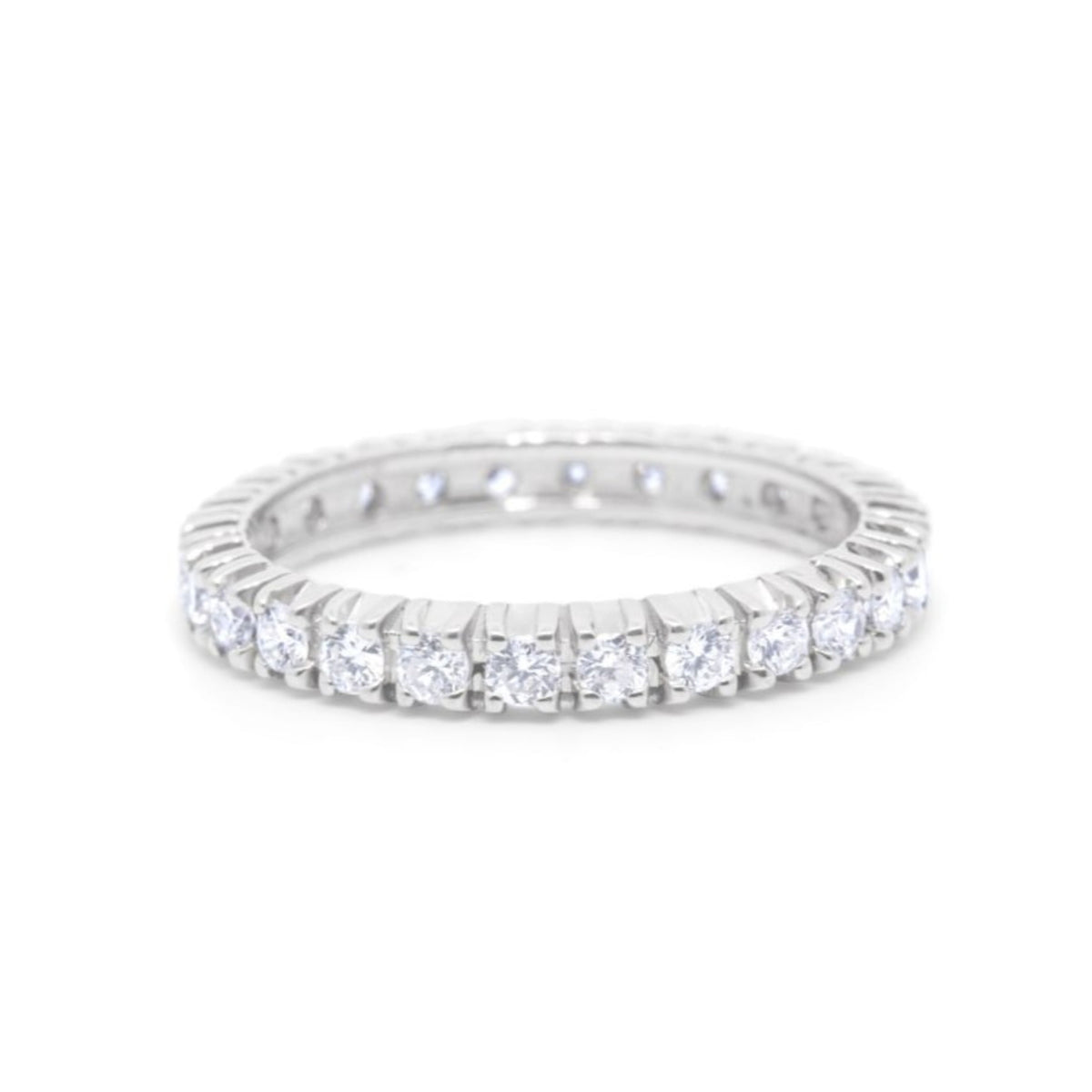 1.40 ctw Round Brilliant Diamond French Pave Eternity Wedding Band set in 18k White Gold