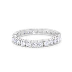 1.40 ctw Round Brilliant Diamond French Pave Eternity Wedding Band set in 18k White Gold