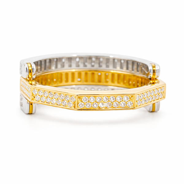 14K Two-Tone Gold Round Brilliant Diamond Reversible Ring (1 ct) - LA DIAMOND