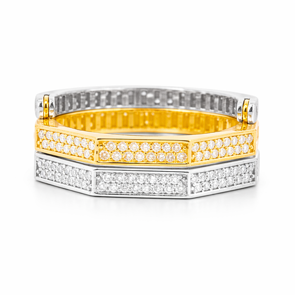 14K Two-Tone Gold Round Brilliant Diamond Reversible Ring (1 ct) - LA DIAMOND