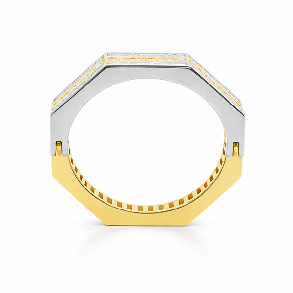 14K Two-Tone Gold Round Brilliant Diamond Reversible Ring (1 ct) - LA DIAMOND