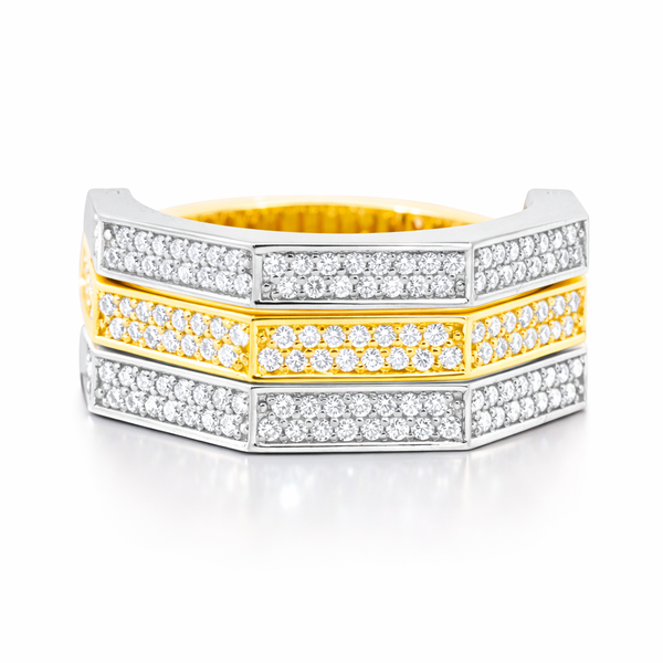 14K Two-Tone Gold Round Brilliant Diamond Reversible Ring (1 ct) - LA DIAMOND