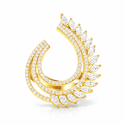 14K White Gold Elegant Feathered Diamond Ring (1.29 ct)
