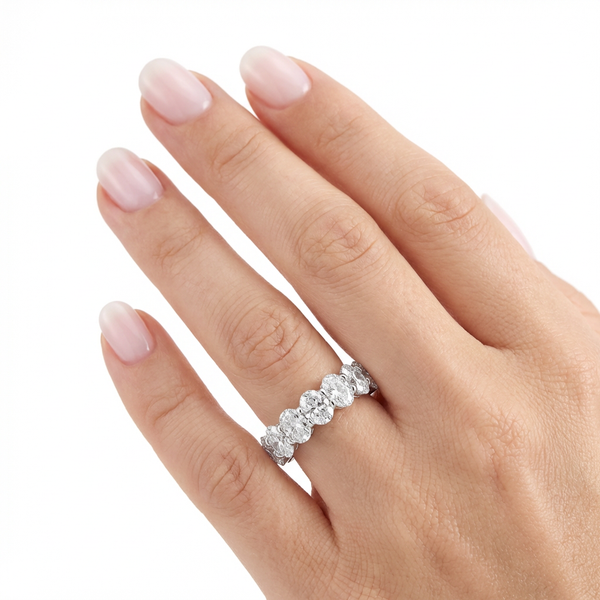 Platinum Oval Cut Diamond Eternity Band (7.65 ct) - LA DIAMOND