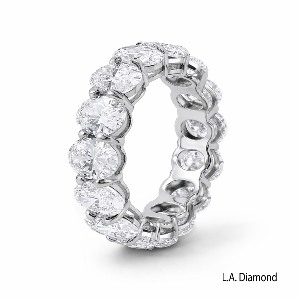 Platinum Oval Cut Diamond Eternity Band (7.65 ct) - LA DIAMOND