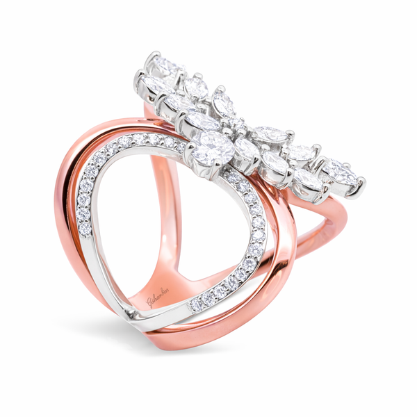 14K Dual Gold Marquise Diamond Bypass Fashion Ring (2.00 ct) - LA DIAMOND