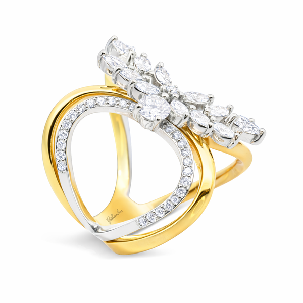 14K Dual Gold Marquise Diamond Bypass Fashion Ring (2.00 ct) - LA DIAMOND