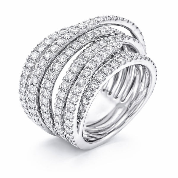 14K White Gold Round Cut Multi-Layer Infinity Diamond Ring (2.38 ct) - LA DIAMOND