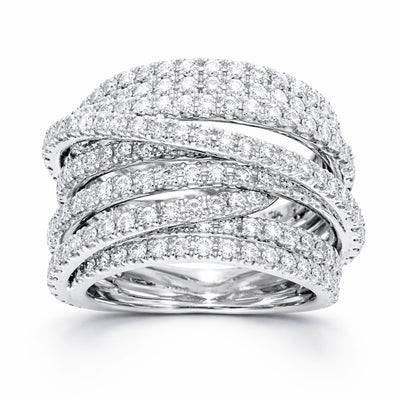14K White Gold Round Cut Multi-Layer Infinity Diamond Ring (2.38 ct)