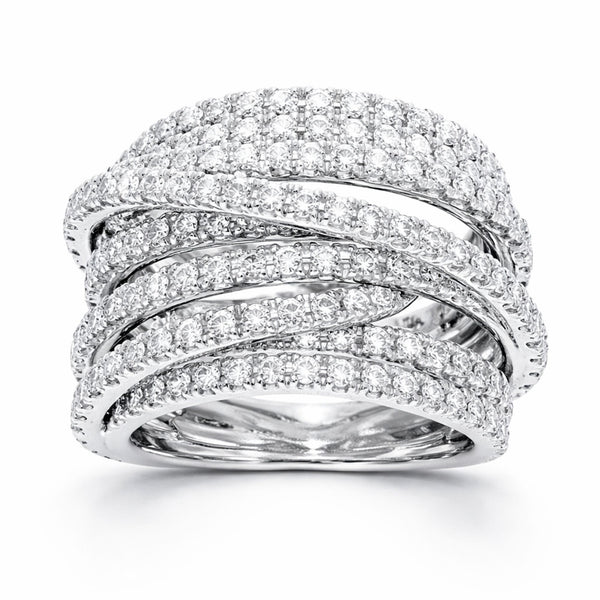 14K White Gold Round Cut Multi-Layer Infinity Diamond Ring (2.38 ct) - LA DIAMOND