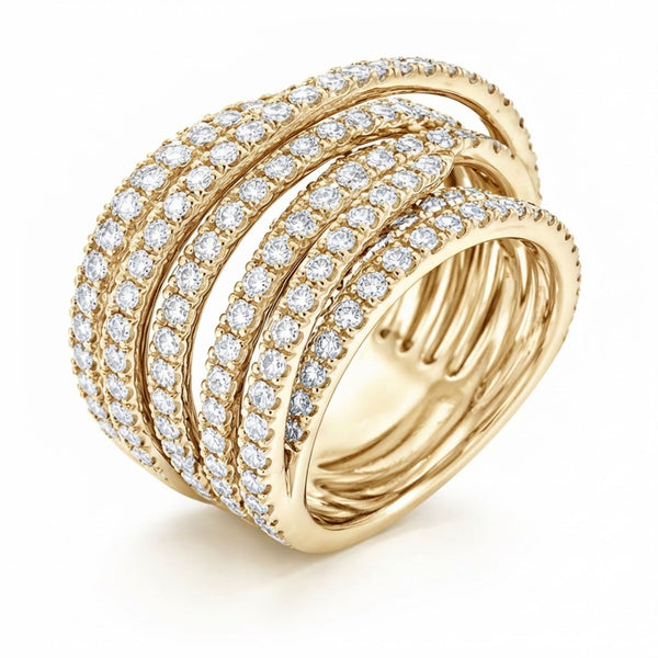 14K White Gold Round Cut Multi-Layer Infinity Diamond Ring (2.38 ct) - LA DIAMOND