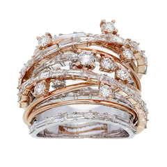 18K Two-Tone Gold Multi-Row Diamond Statement Ring (4.76 ct)