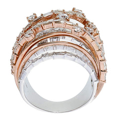 18K Two-Tone Gold Multi-Row Diamond Statement Ring (4.76 ct)