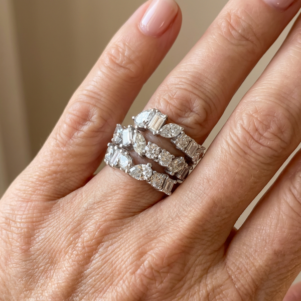 14k White Gold Mixed Cut Diamond Ring - LA DIAMOND
