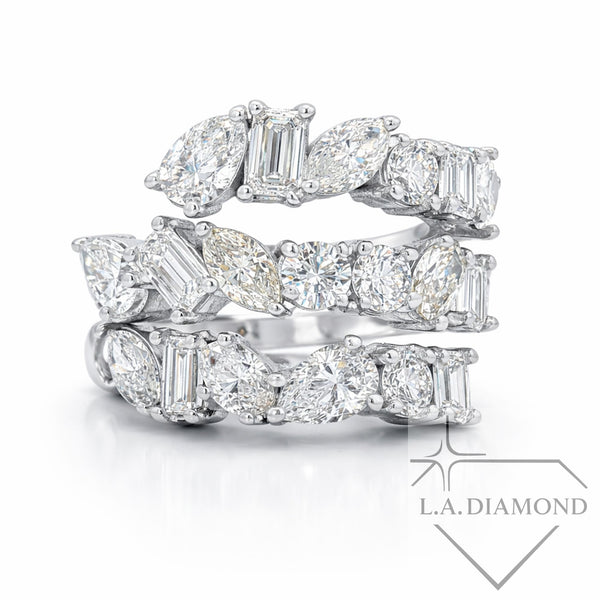 14k White Gold Mixed Cut Diamond Ring - LA DIAMOND