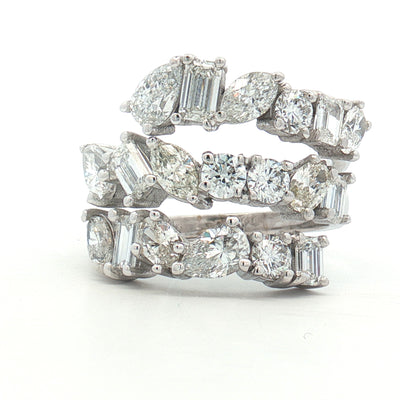 14k White Gold Mixed Cut Diamond Ring