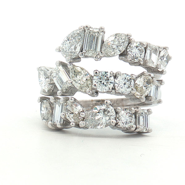 14k White Gold Mixed Cut Diamond Ring