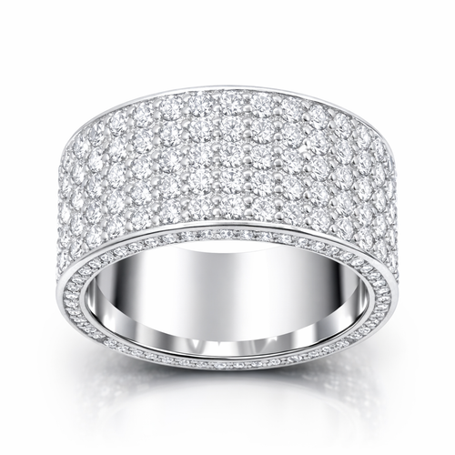 14K White Gold Diamond Round-Cut Multi-Layer Wedding Band (4.70 ct T.W.) - rd149