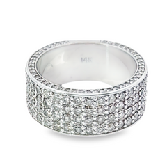 14k White Gold Diamond Round Cut Multi-layer Wedding Band 4.70c