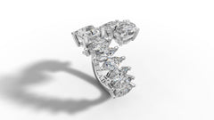 4.5ct Oval and Princess Cut Diamond Toi et Moi Bypass Ring Set in 14k Gold