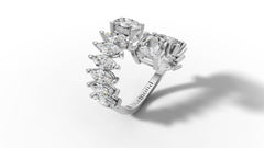 4.5ct Oval and Princess Cut Diamond Toi et Moi Bypass Ring Set in 14k Gold