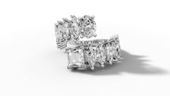 4.5ct Oval and Princess Cut Diamond Toi et Moi Bypass Ring Set in 14k Gold