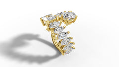 4.5ct Oval and Princess Cut Diamond Toi et Moi Bypass Ring Set in 14k Gold