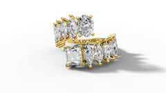 4.5ct Oval and Princess Cut Diamond Toi et Moi Bypass Ring Set in 14k Gold